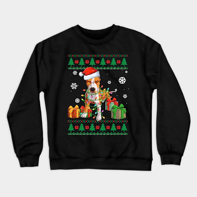 Funny Dog lover Cute Pitbull Santa hat Ugly Christmas Sweater Crewneck Sweatshirt by TeeBlade